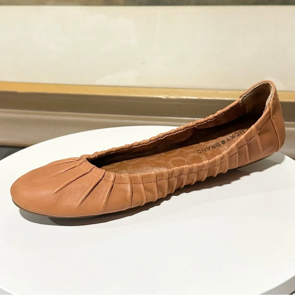 🌸LUCKY BRAND🌸 Erla Ballet Flat Orange Leather Flexible Flats Size: 7M - Picture 5 of 10